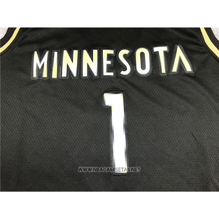 Camiseta Golden Edition Minnesota Timberwolves Anthony NO 1 Edwards 2020-21 Negro